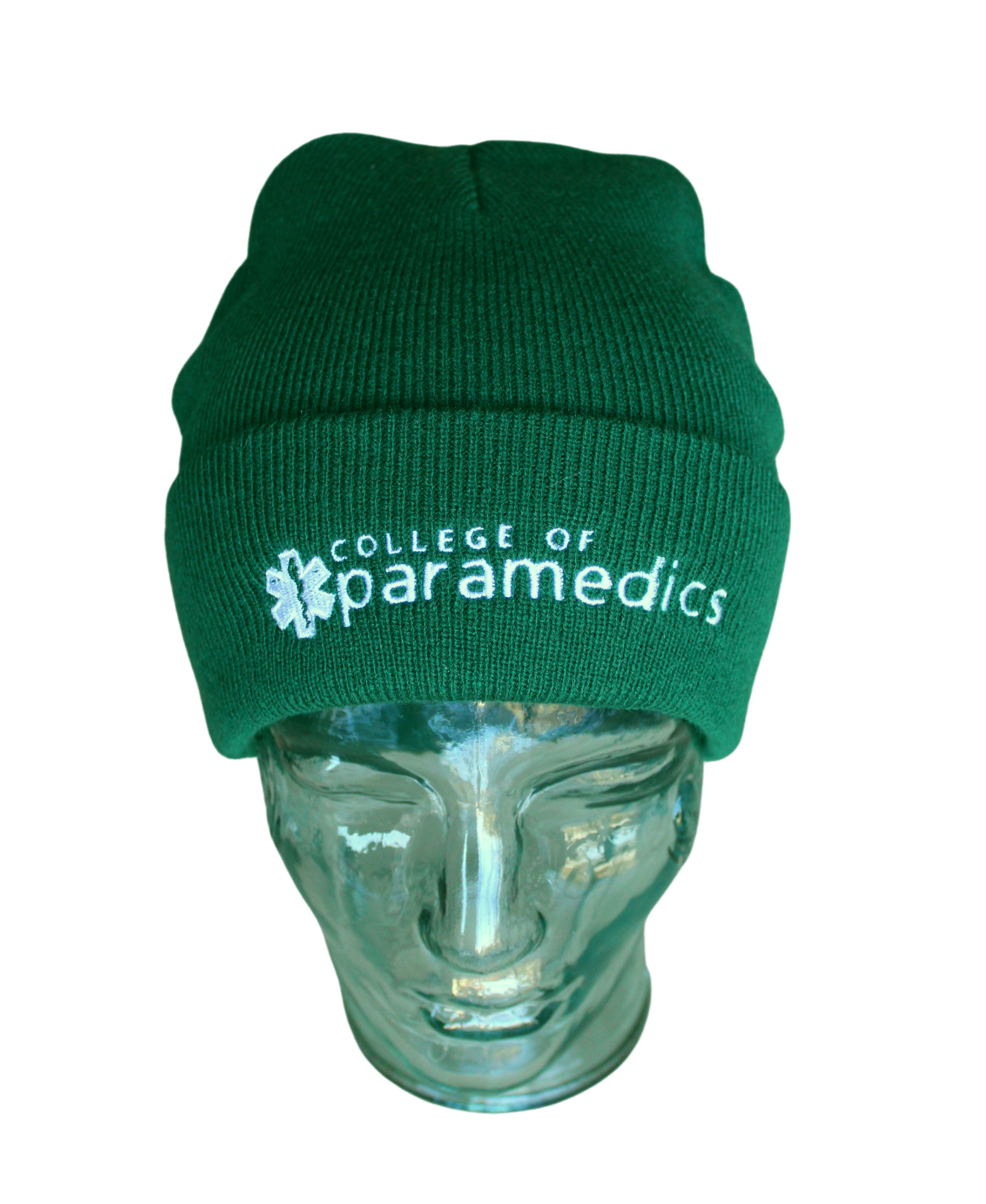 College of Paramedics Beanie Hat - Knitted Turn-up Green